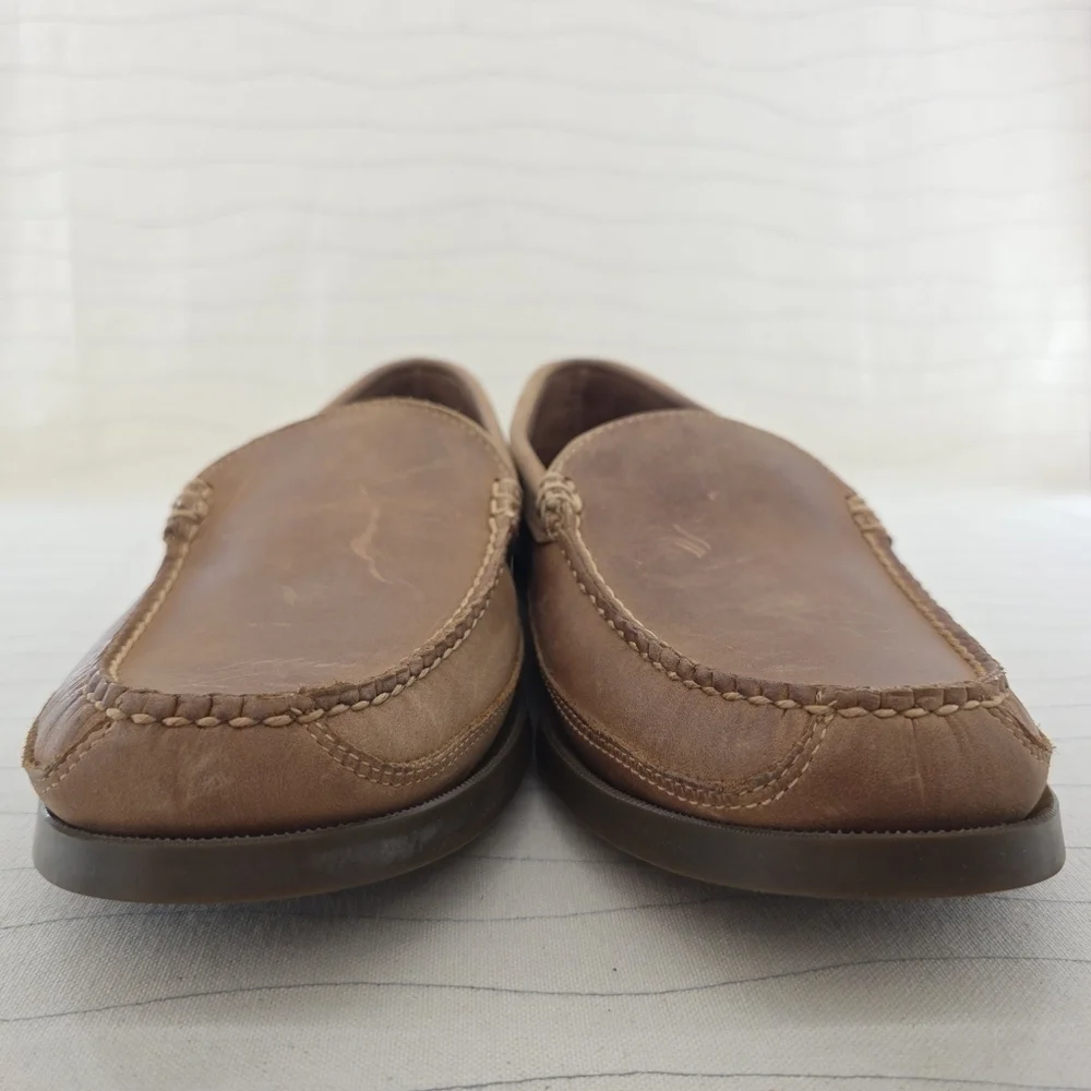 LL Bean Mens Brown Leather Venetian Loafer Moccasin Dress Shoes RN71341 Size 11D